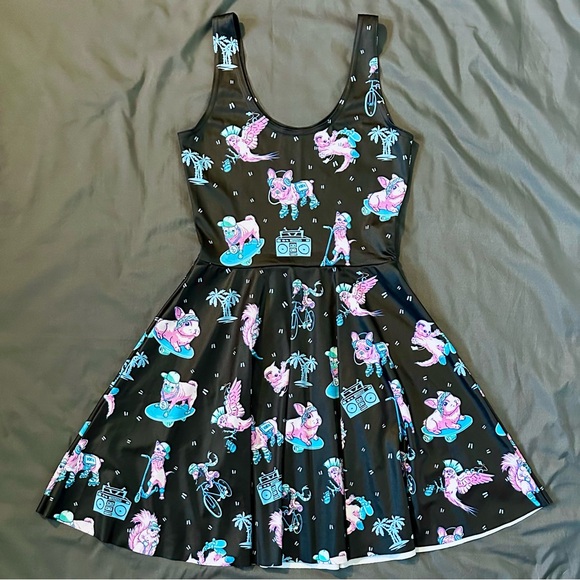 Black Milk Radimals Scoop Skater Dress S Limited BMC Rare Cartoon Animal Print - Picture 3 of 5